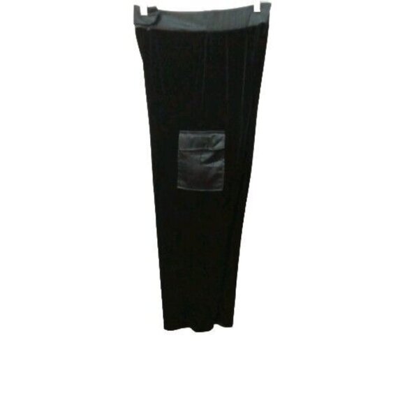 Ronni Nicole Black Velvet Cargo Pants with Satin Trim & Pockets Whimsigoth Y2K - Picture 1 of 6